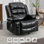 Fauteuil inclinable de massage en PU pivotant avec port de chargement USB, 2 porte-gobelets et poche latérale
