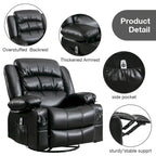 Fauteuil inclinable de massage en PU pivotant avec port de chargement USB, 2 porte-gobelets et poche latérale