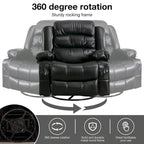 Fauteuil inclinable de massage en PU pivotant avec port de chargement USB, 2 porte-gobelets et poche latérale