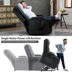 Fauteuil inclinable releveur en similicuir noir, 8 points de massage, chauffant, USB