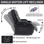 Fauteuil inclinable releveur en similicuir noir, 8 points de massage, chauffant, USB