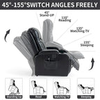 Fauteuil inclinable releveur en similicuir noir, 8 points de massage, chauffant, USB