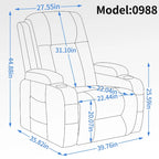 Fauteuil inclinable releveur en similicuir noir, 8 points de massage, chauffant, USB