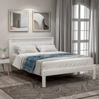 Lit plateforme en bois double avec tête de lit classique Rembourré Cadre de lit pour chambre à coucher, aucun sommier tapissier requis, assemblage facile