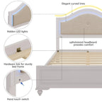 Lit plate-forme capitonné Queen avec éclairage LED réglable