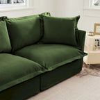 Canapé d'angle en chenille en forme de U de 305 cm avec 3 places, coussins à bord français et coussins moelleux