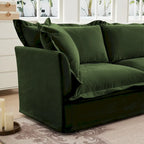 Canapé d'angle en chenille en forme de U de 305 cm avec 3 places, coussins à bord français et coussins moelleux