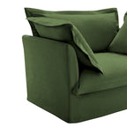 Canapé d'angle en chenille en forme de U de 305 cm avec 3 places, coussins à bord français et coussins moelleux