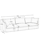 Canapé d'angle en chenille en forme de U de 305 cm avec 3 places, coussins à bord français et coussins moelleux