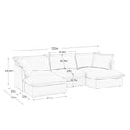 Canapé d'angle en chenille en forme de U de 305 cm avec 3 places, coussins à bord français et coussins moelleux
