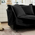 Canapé d'angle en chenille en forme de U de 305 cm avec 3 places, coussins à bord français et coussins moelleux