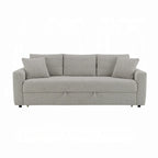 Canapé-lit, grand lit pliant, 2 oreillers, bouclé gris, 226 cm
