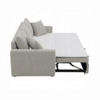 Canapé-lit, grand lit pliant, 2 oreillers, bouclé gris, 226 cm