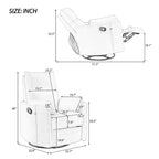 Fauteuil inclinable, pivotant et à bascule capitonné beige avec inclinaison manuelle, pivotement à 360° et deux coussins amovibles