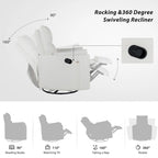 Fauteuil inclinable, pivotant et à bascule capitonné beige avec inclinaison manuelle, pivotement à 360° et deux coussins amovibles