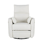 Fauteuil inclinable, pivotant et à bascule capitonné beige avec inclinaison manuelle, pivotement à 360° et deux coussins amovibles
