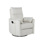 Fauteuil inclinable, pivotant et à bascule capitonné beige avec inclinaison manuelle, pivotement à 360° et deux coussins amovibles