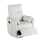 Fauteuil inclinable, pivotant et à bascule capitonné beige avec inclinaison manuelle, pivotement à 360° et deux coussins amovibles