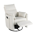 Fauteuil inclinable, pivotant et à bascule capitonné beige avec inclinaison manuelle, pivotement à 360° et deux coussins amovibles