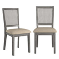 Chaises de salle à manger en lin beige et dossier en rotin