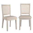 Chaises de salle à manger en lin beige et dossier en rotin
