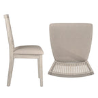 Chaises de salle à manger en lin beige et dossier en rotin