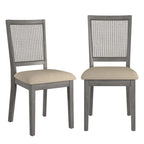 Chaises de salle à manger en lin beige et dossier en rotin