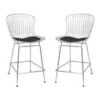 Tabouret de bar en fil de fer chromé de style Mid-Century Modern