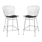 Mid Century Modern Chrome Wire Counter Stool (Set of 2) - N/A