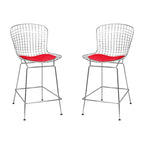 Tabouret de bar en fil de fer chromé de style Mid-Century Modern
