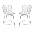 Tabouret de bar en fil de fer chromé de style Mid-Century Modern