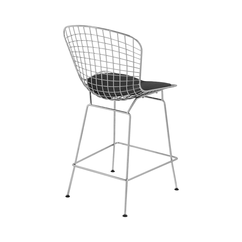 Tabouret de bar en fil de fer chromé de style Mid-Century Modern