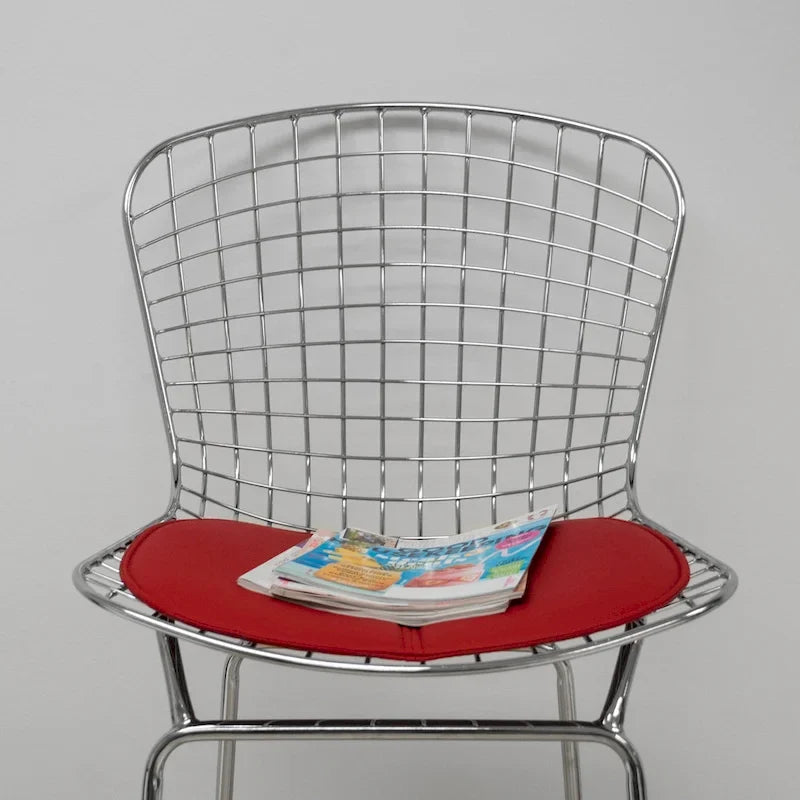 Tabouret de bar en fil de fer chromé de style Mid-Century Modern