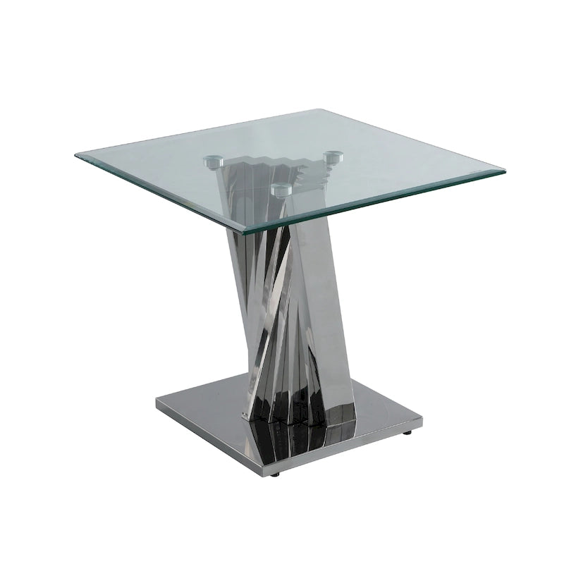 Table d'appoint moderne en verre avec base en spirale - Table d'appoint