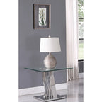 Table d'appoint moderne en verre avec base en spirale - Table d'appoint