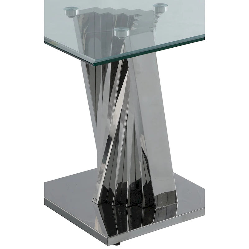 Table d'appoint moderne en verre avec base en spirale - Table d'appoint