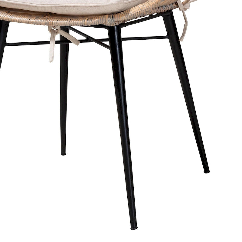 Lot de 2 chaises de salle à manger modernes en rotin et métal de style bohème