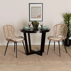 Lot de 2 chaises de salle à manger modernes en rotin et métal de style bohème