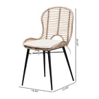 Lot de 2 chaises de salle à manger modernes en rotin et métal de style bohème