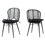 Lot de 2 chaises de salle à manger modernes en rotin et métal de style bohème