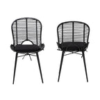Lot de 2 chaises de salle à manger modernes en rotin et métal de style bohème