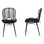 Lot de 2 chaises de salle à manger modernes en rotin et métal de style bohème
