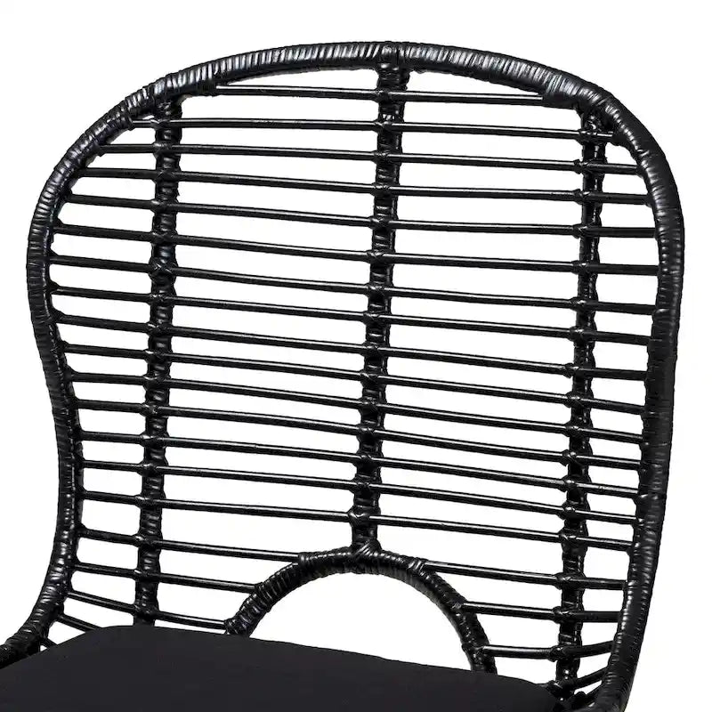 Lot de 2 chaises de salle à manger modernes en rotin et métal de style bohème