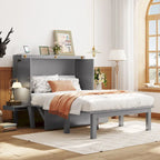 Lit escamotable format double avec bureau et port USB