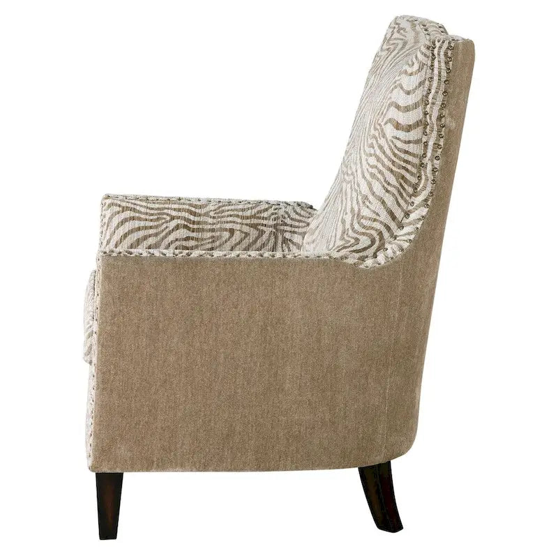 Fauteuil à motif animalier et couleurs neutres et aérées