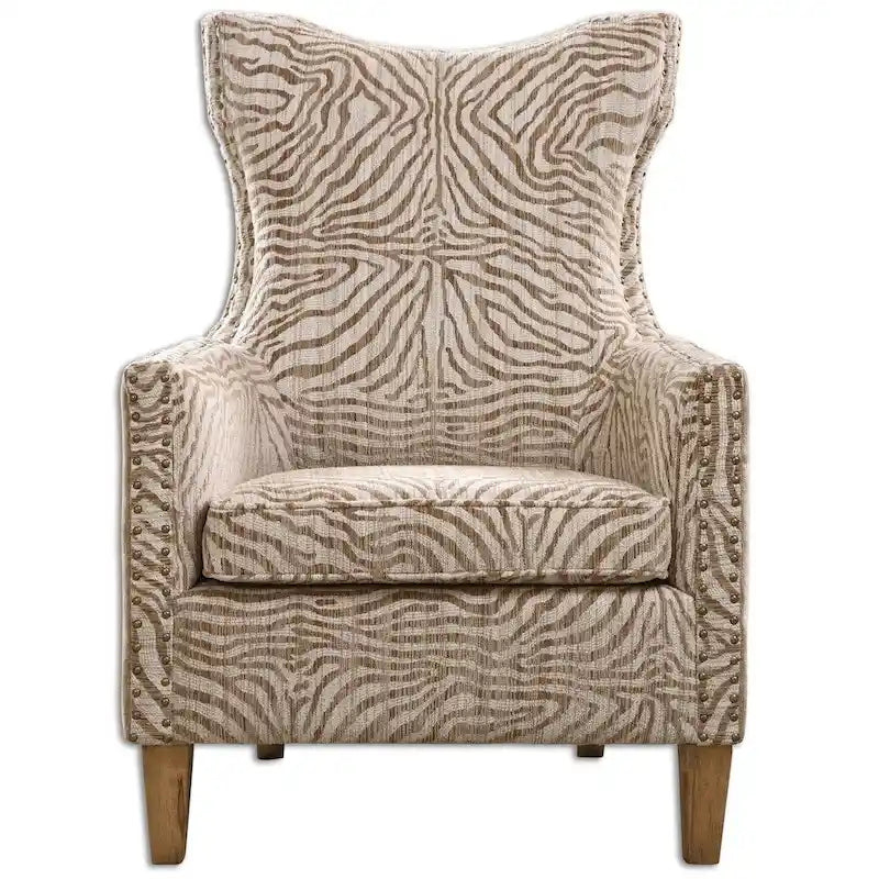 Fauteuil à motif animalier et couleurs neutres et aérées
