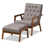 Fauteuil rembourré et son pouf