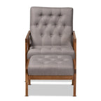 Fauteuil rembourré et son pouf