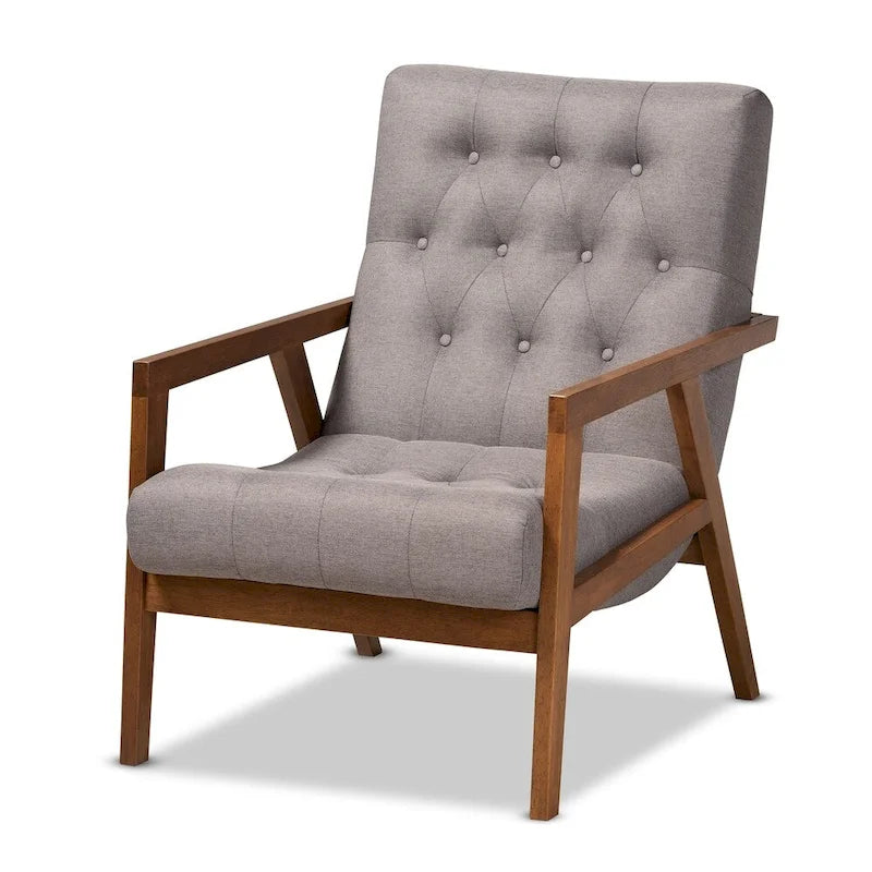 Fauteuil rembourré et son pouf