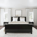 Lit King en bois noir et deux tables de chevet